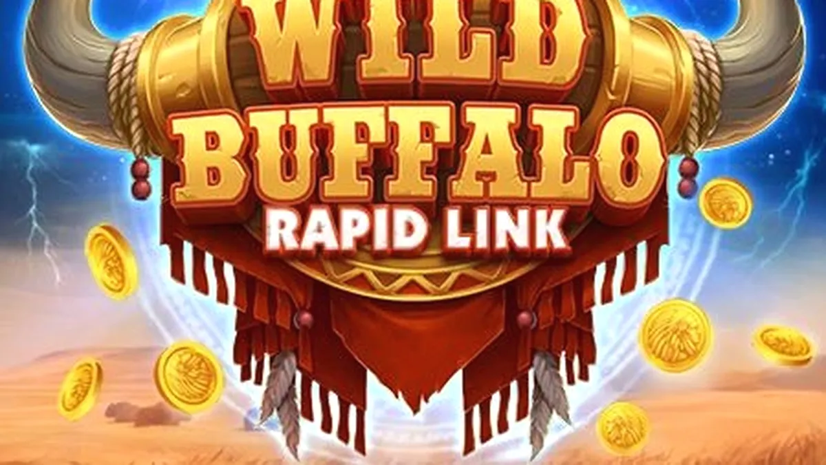 Cenário temático de pradaria com búfalos no slot Wild Buffalo: Rapid Link