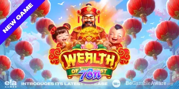 Painel de jogo do Wealth of the East com lanternas e símbolos orientais