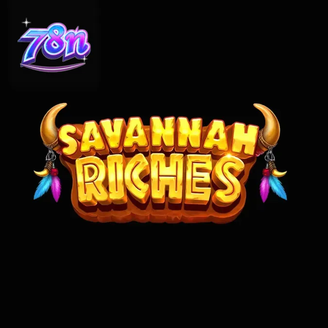 Cenário da savana africana com elementos do jogo Savannah Riches